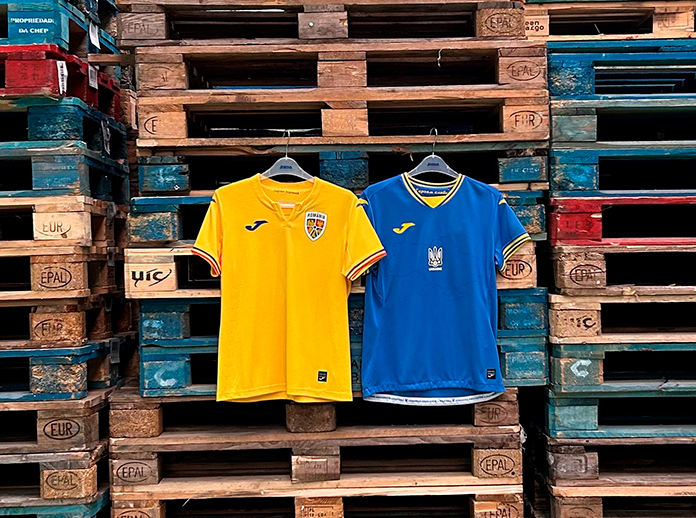 Camisetas de Ucraniay Rumanía de la Eurocopa 2024.